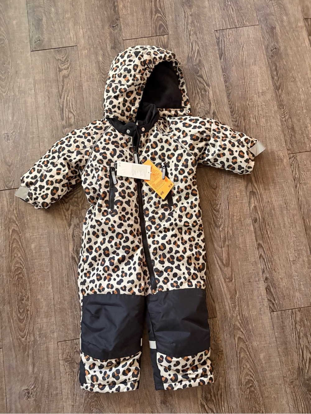 H&M Beige Leopard Print snowsuit with Black Trim